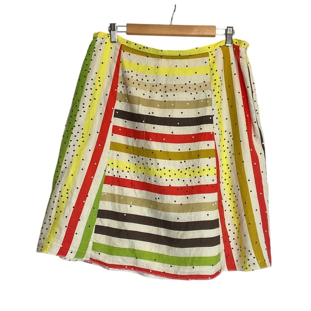 Vintage Avoca Anthology Linen Mini Skirt‎ Dublin Ireland Lined A-Line Mod Boho L